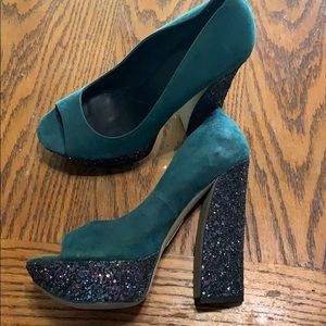 Green (Tealish) sparkly platforms